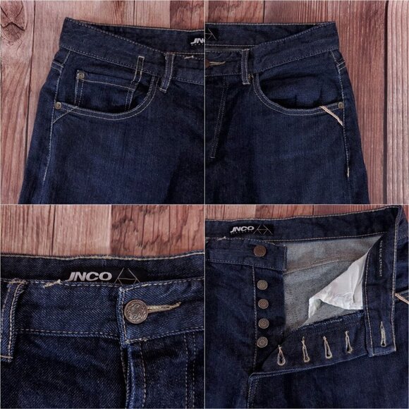 JNCO Mens Size 32X33 003 Slim Straight Embroidered Button Fly Blue Denim Jeans - Picture 4 of 15